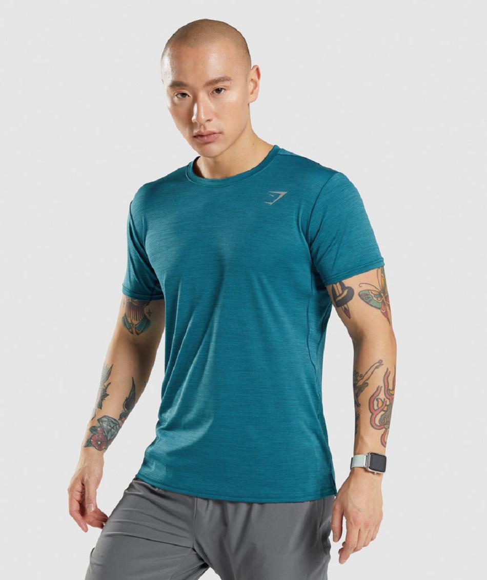 T Shirts Męskie Gymshark Speed Turkusowe | PL 3948JPQ